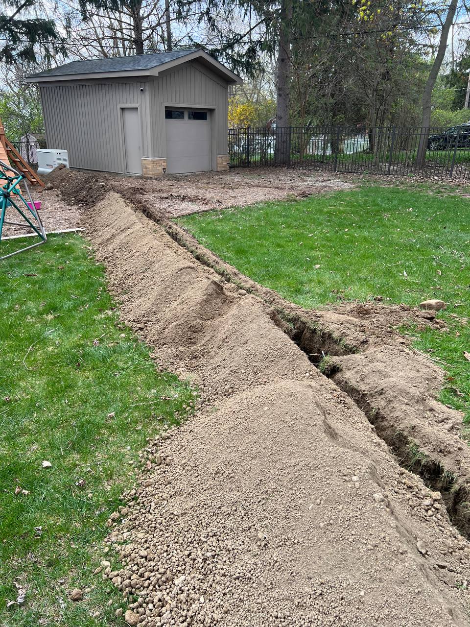 Trench in the back yard